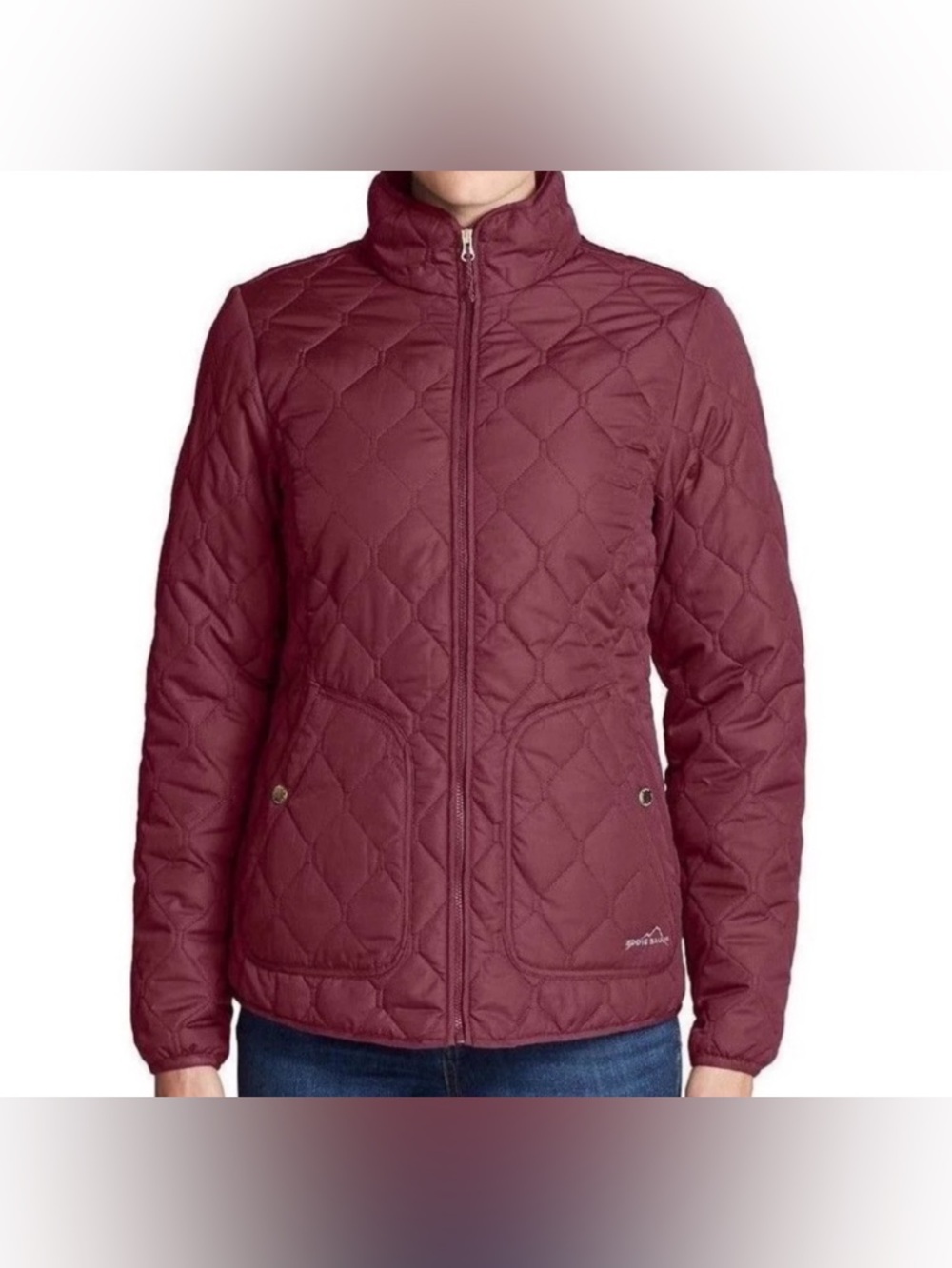 Eddie Bauer Quilted Insulated Jacket Women’s Large Burgundy Full Zip Coat